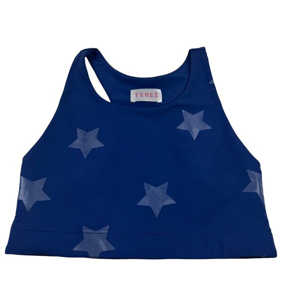 Terez Uplift Sports Bra Navy Star Foil Medium Racerback Unlined Athletic NWOT - Picture 1 of 9